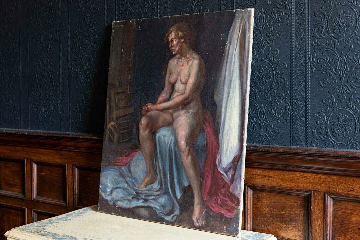 Alys Woodman 'Painting From Life' Nude Oil Painting photo for sale