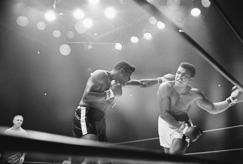 'Muhammad Ali' Fights Floyd Patterson 1965 Archival Pigment Print Framed In White photo furniture