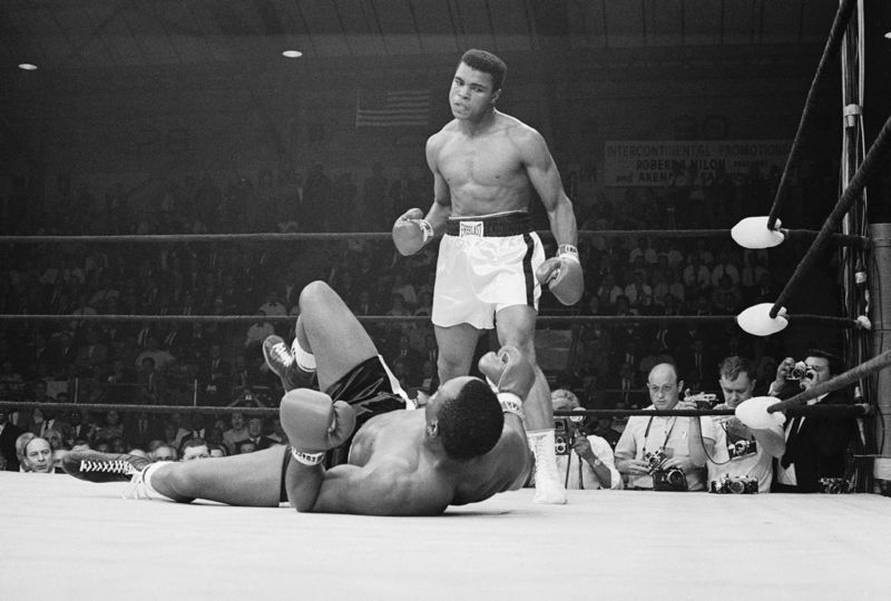 'Heavyweight Champion Muhammad Ali' Fights Sonny Liston 1965 Archival Pigment Print Framed In Black photo furniture