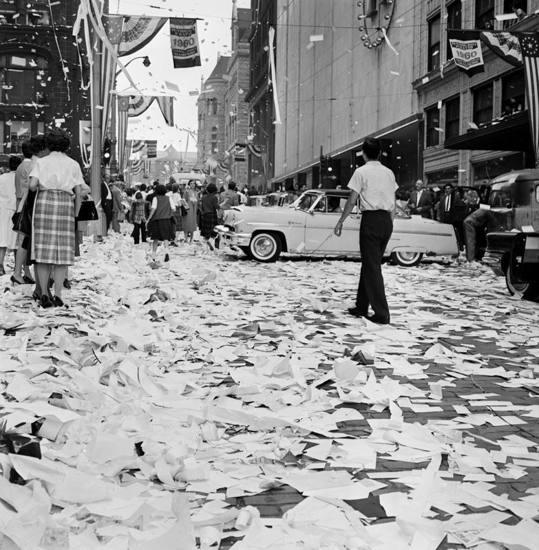 'Littered Street' Pirates Win The World Series 1960 Archival Pigment Print Framed In Black photo furniture