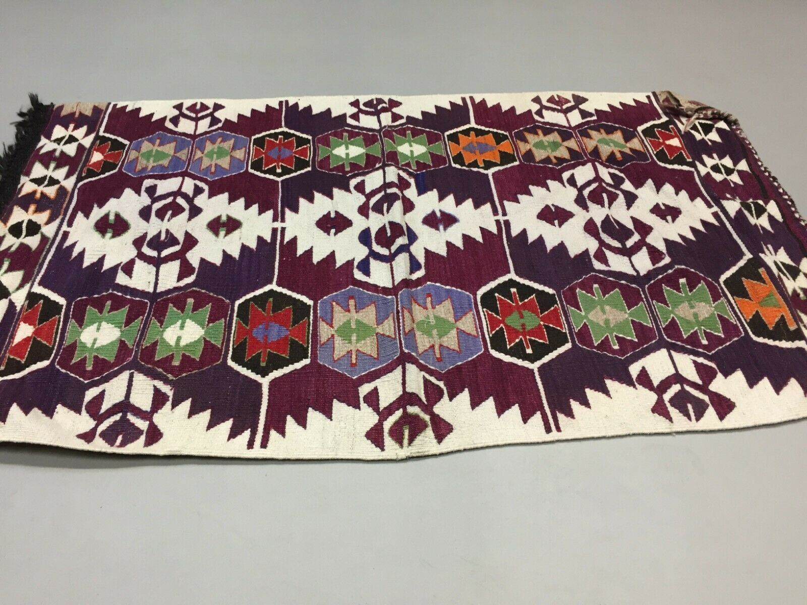 Small Vintage Turkish Kilim 160x96 Cm Wool Kelim Rug Red Green Beige Black photo Textiles