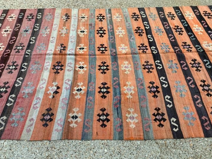 Vintage Turkish Kilim 350x160 Cm Tribal Kelim Rug Large photo Textiles