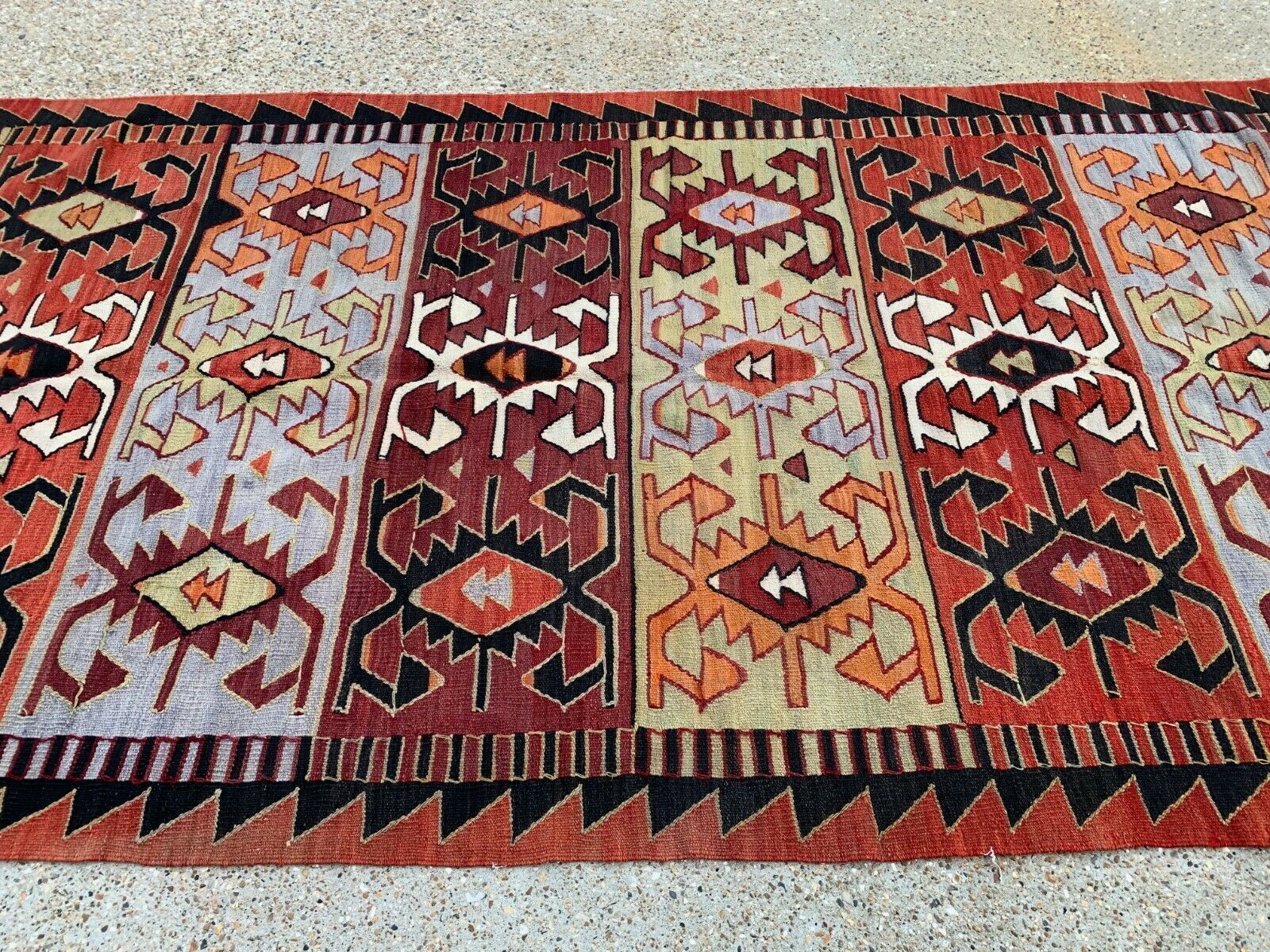 Vintage Turkish Kilim 369x160 Cm Tribal Kelim Rug Large photo Textiles