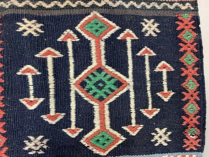 Small Vintage Turkish Kilim 145x80 Cm Wool Kelim Rug Red Beige Black photo vinterior