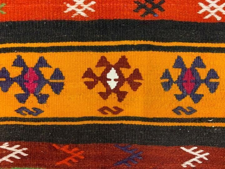 Vintage Turkish Kilim 337x182 Cm Wool Kelim Rug Large Red Orange Green Runner photo vintage