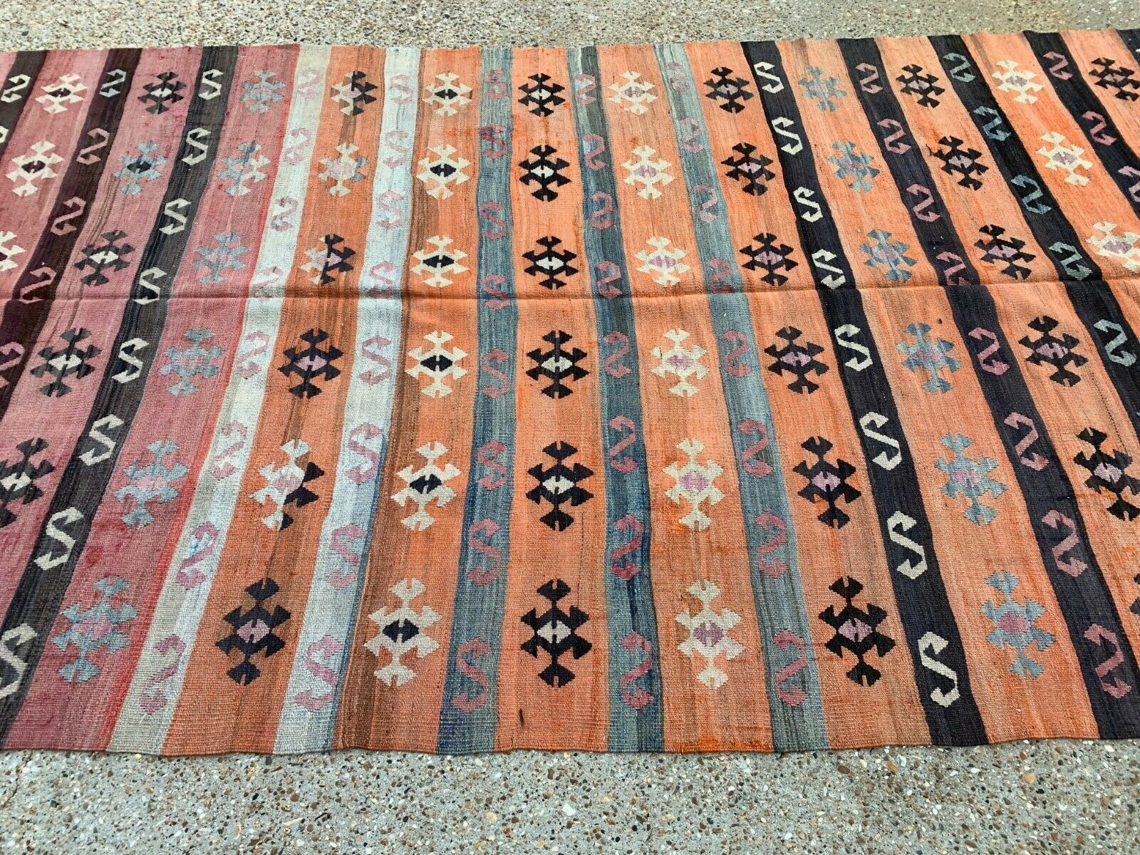 835.0 Vintage Turkish Kilim 350x160 Cm Tribal Kelim Rug Large photo