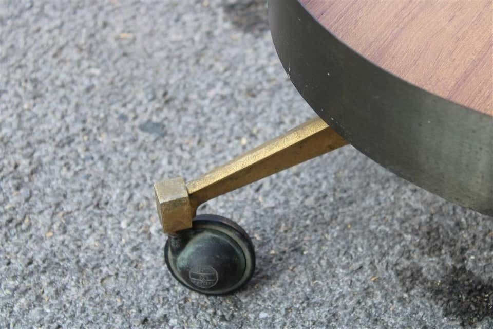 Round Bar Trolley In Brass Curved Steel Italian Midcentury Design photo vintage