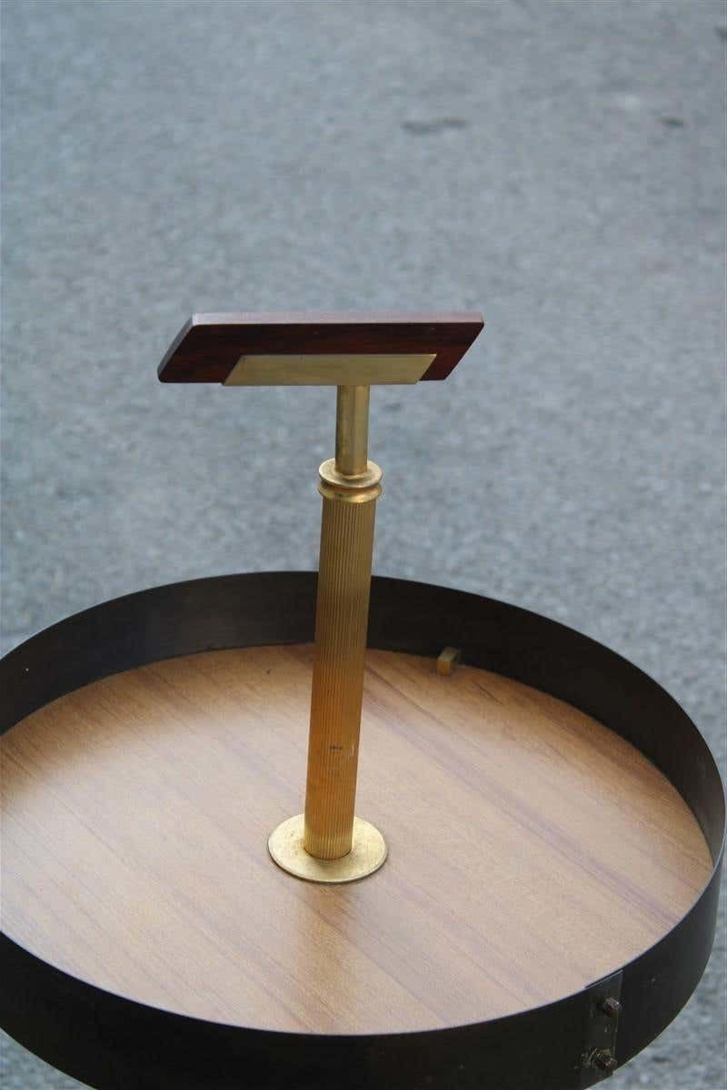 Furniture Round Bar Trolley In Brass Curved Steel Italian Midcentury Design photo