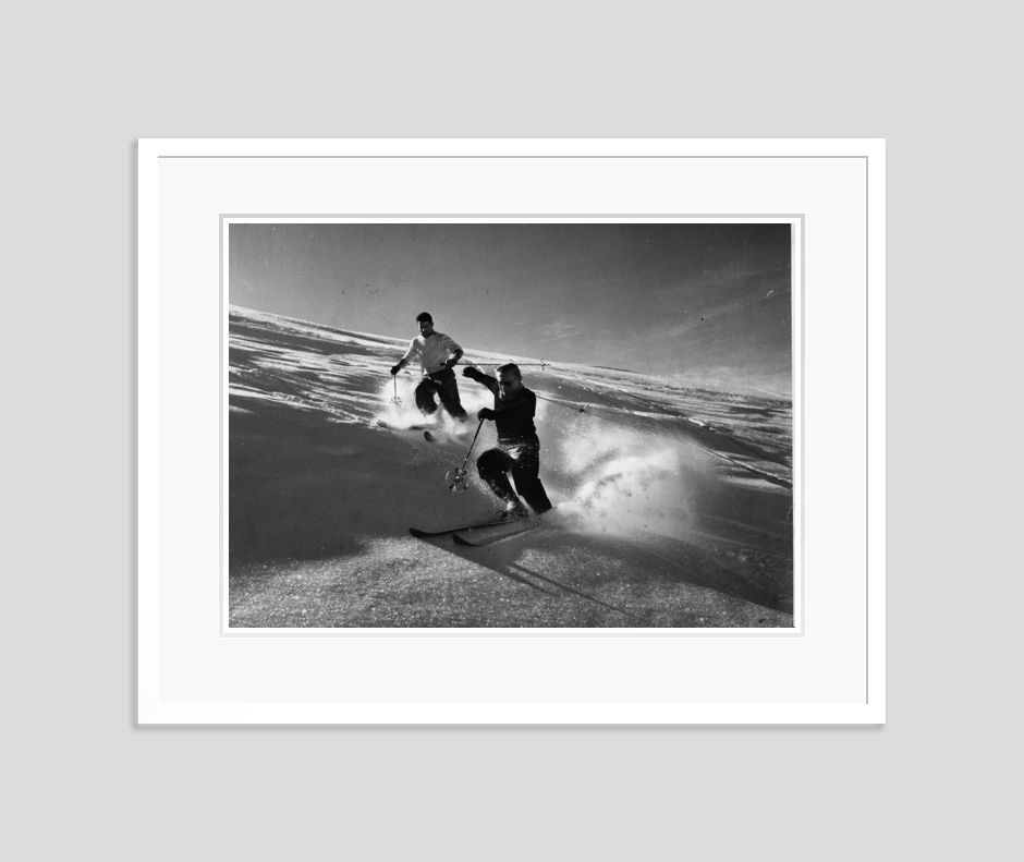 'Klosters Couple' 1955 Oversize Silver Gelatin Print Framed In White