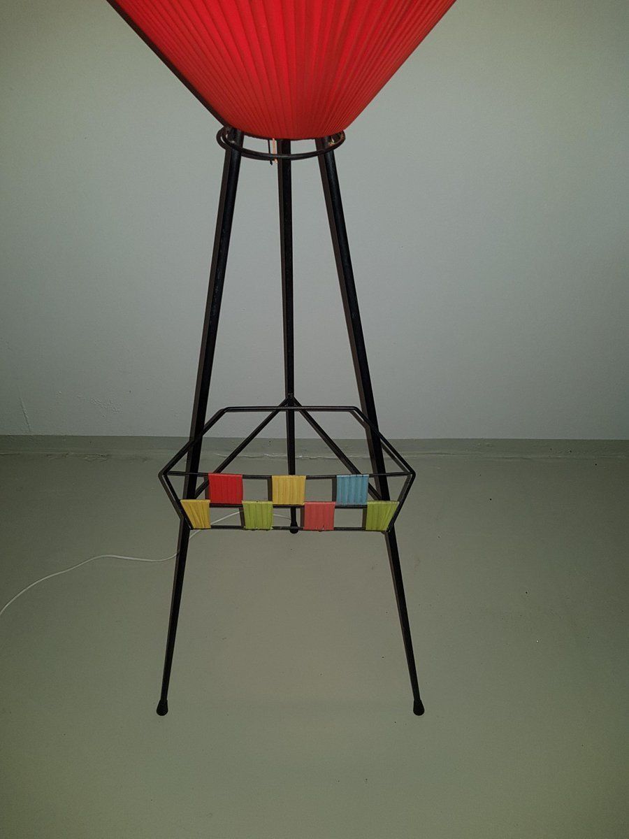 Mid Century Italian Tripod Floor Lamp With Newspaper Stand, 1950s photo 861.12