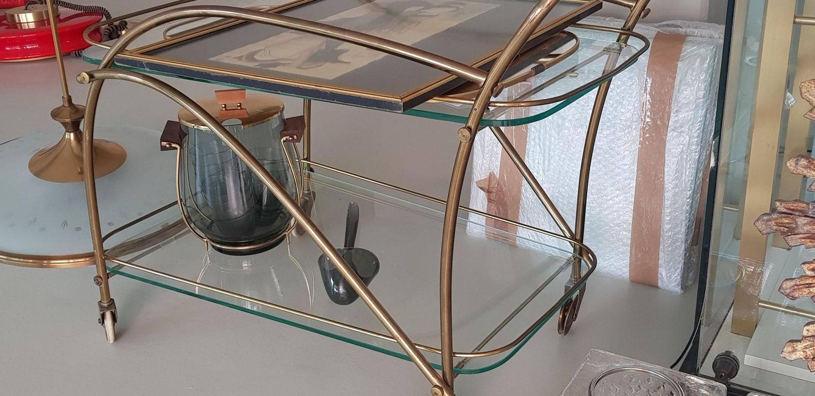 Brass Bar Cart, 1950s photo for sale