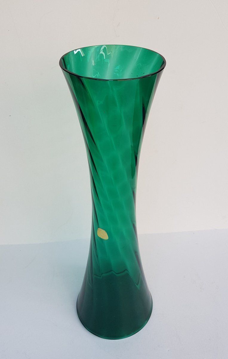 Deep Green Vase With Serrated Edge By Alfred Taube For Füge & Taube, 1960s photo for sale