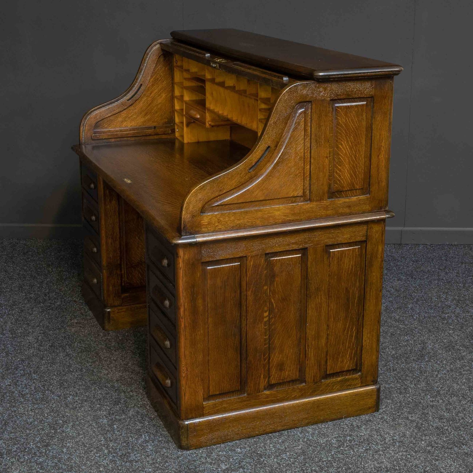 Edwardian Oak Roll Top Desk photo buy