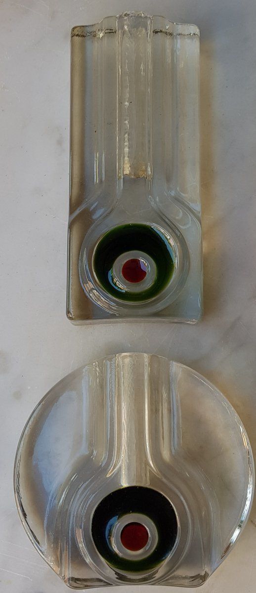 Op Art Glass Vases By H. Düsterhaus For Walther, 1960s, Set Of 2 photo furniture