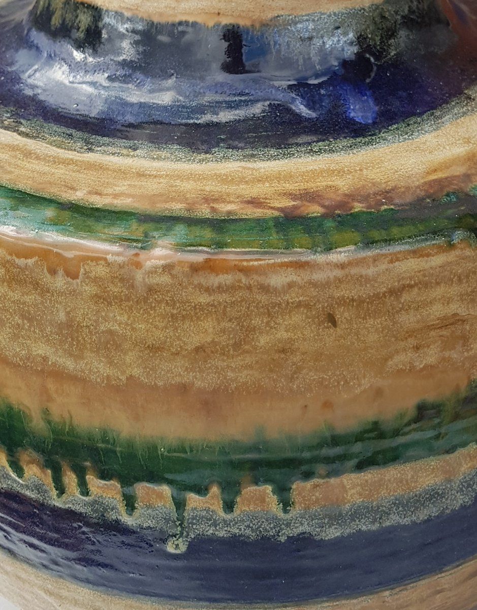 Hand Crafted German Ceramic Floor Vase By Glatzle Fridegard For Karlsruher Majolika, 1960s photo for sale