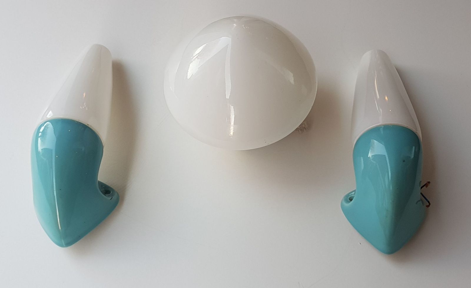 Mid Century Bathroom Wall And Ceiling  Lamps By Sigvard Bernadotte For Ifö, Set Of 3