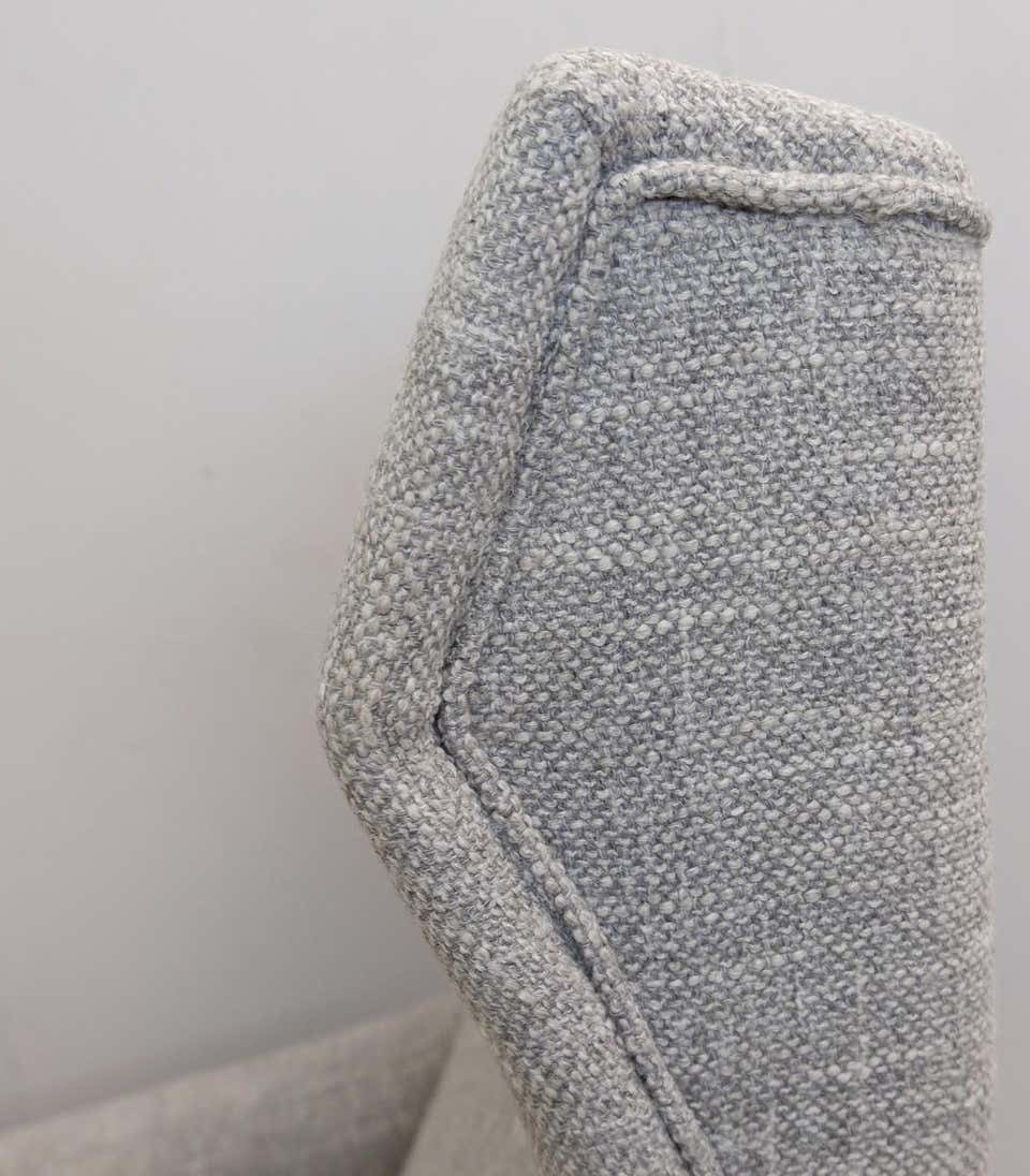 Pair Of Italian Armchairs With High Back With Ears, New Light Gray Marl Upholst photo for sale
