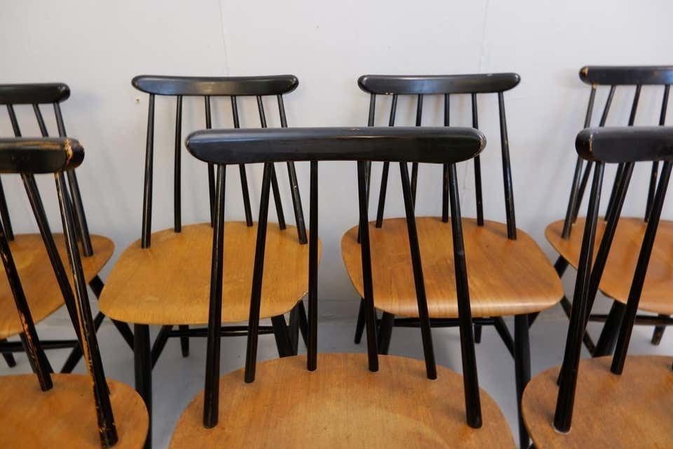 Set Of 7 'Fanett' Dining Chairs By Ilmari Tapiovaara For Edsby Verken photo 3556.0