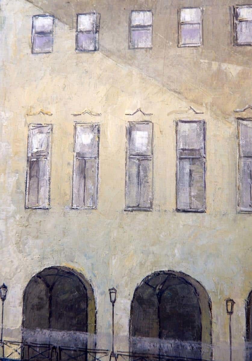Brussels Street Scene Painting On Canvas, Victor Petré, Belgium, Circa 1960 photo 1230.0