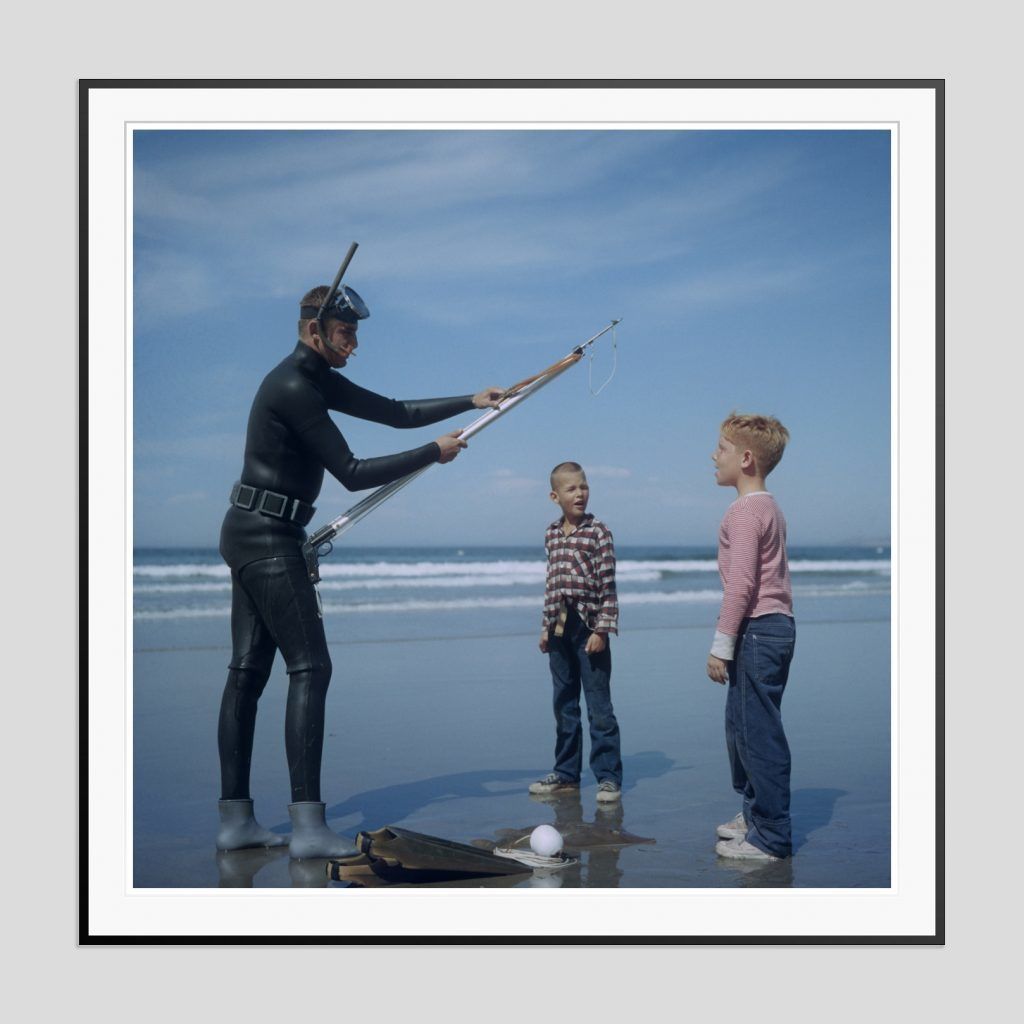 Slim Aarons 'Spear Fishing In San Diego' 1956 Black Frame C Type Print