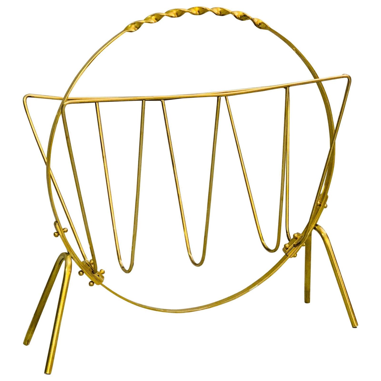 Italian Brass Magazine Rack, 1960s