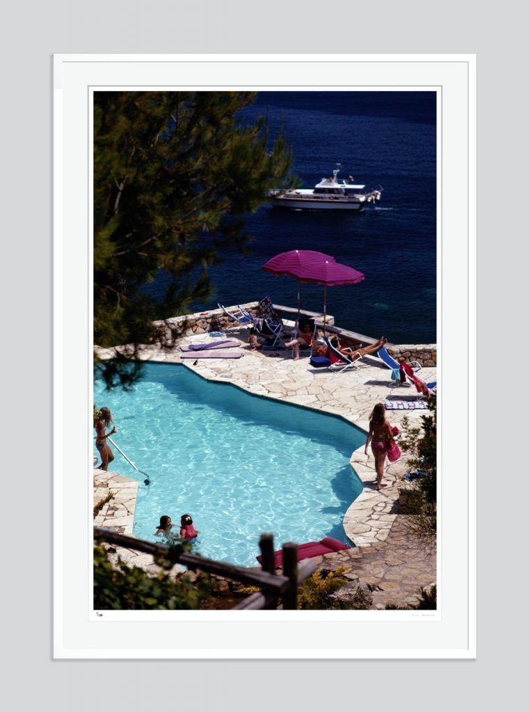 Slim Aarons 'Pellicano Pool' Giant Oversize C Type Print Framed In White