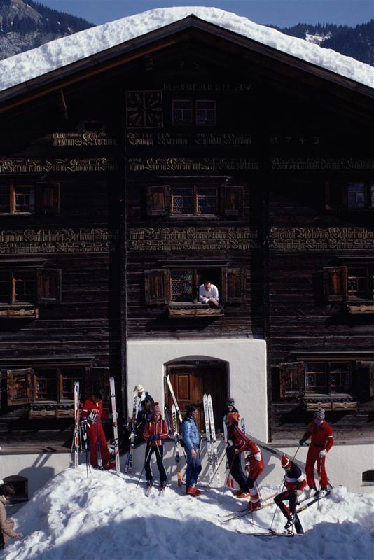 Slim Aarons 'Klosters Florin House' 1981 Oversize C Type Print Framed In White photo furniture