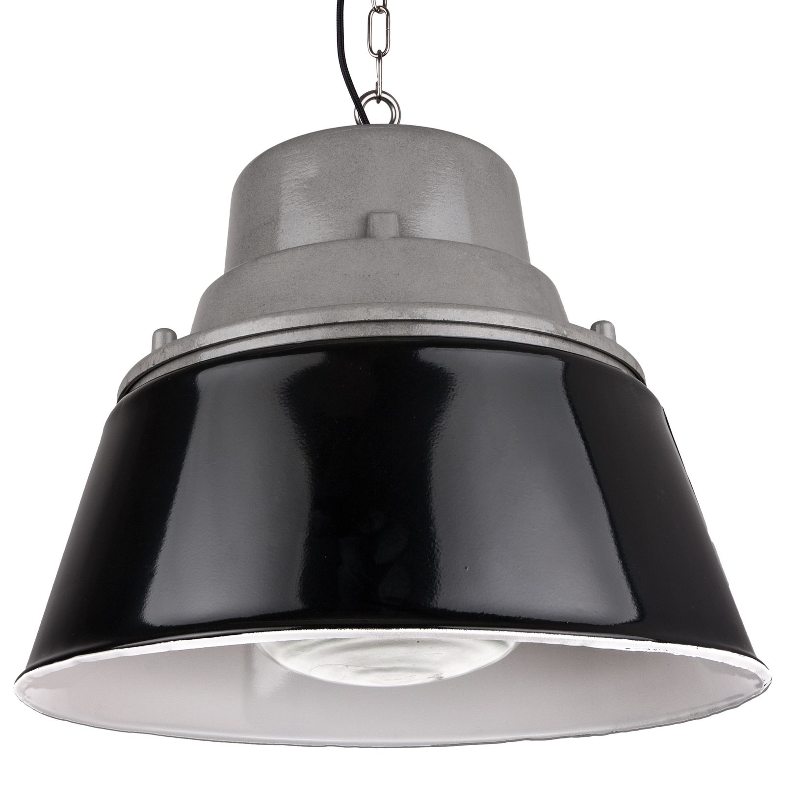 Vintage Industrial Lamp With Prismatic Glass From Poland, 1970s, Loft Style