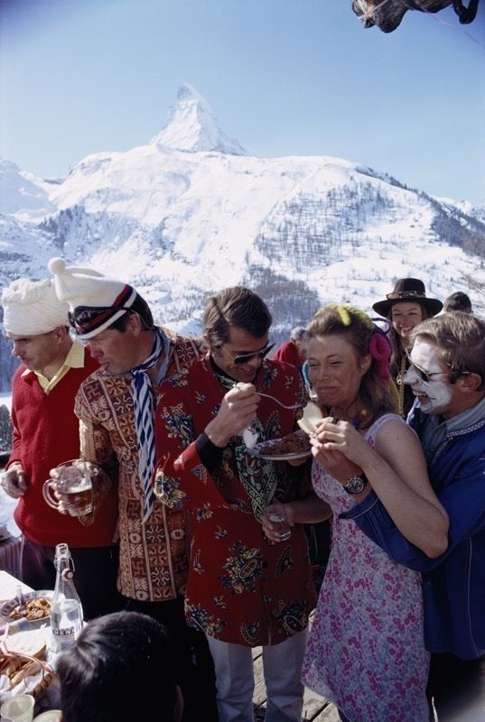 Slim Aarons 'Apres Ski' 1968 C Type Print Framed In White photo furniture