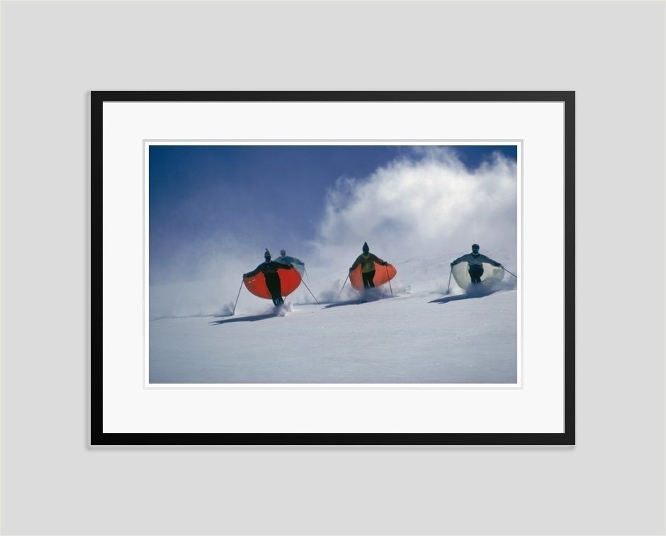 Slim Aarons 'Caped Skiers' 1967 Oversize C Type Print Framed In Black