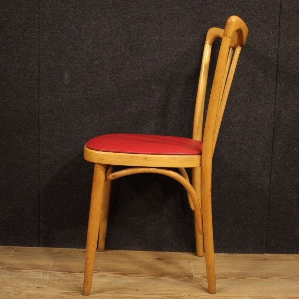 Italian Design Chairs In Exotic Wood And Faux Leather From 60s photo for sale