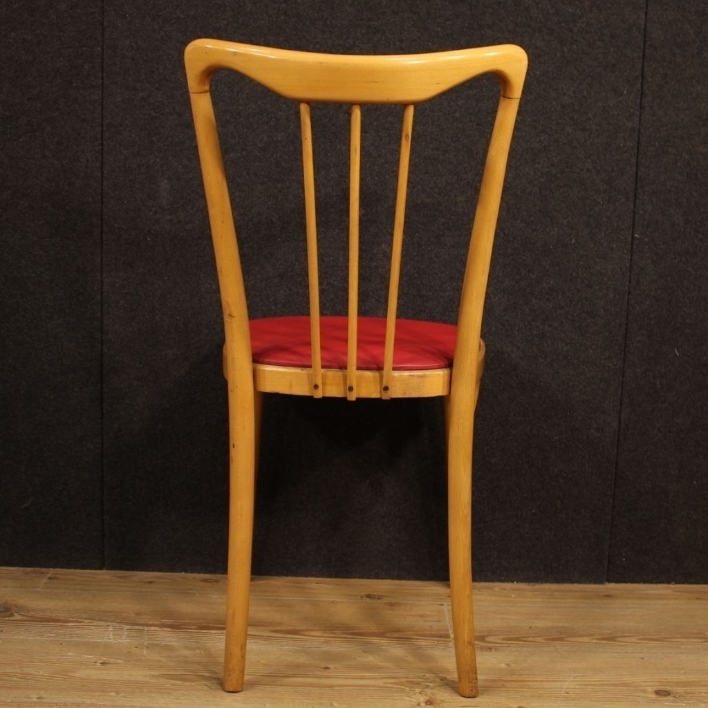 Italian Design Chairs In Exotic Wood And Faux Leather From 60s photo 2200.0