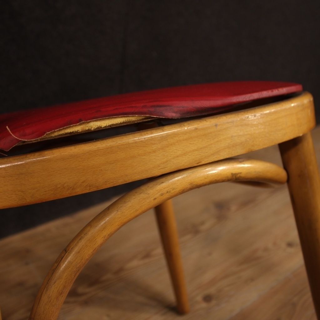 Italian Design Chairs In Exotic Wood And Faux Leather From 60s photo buy