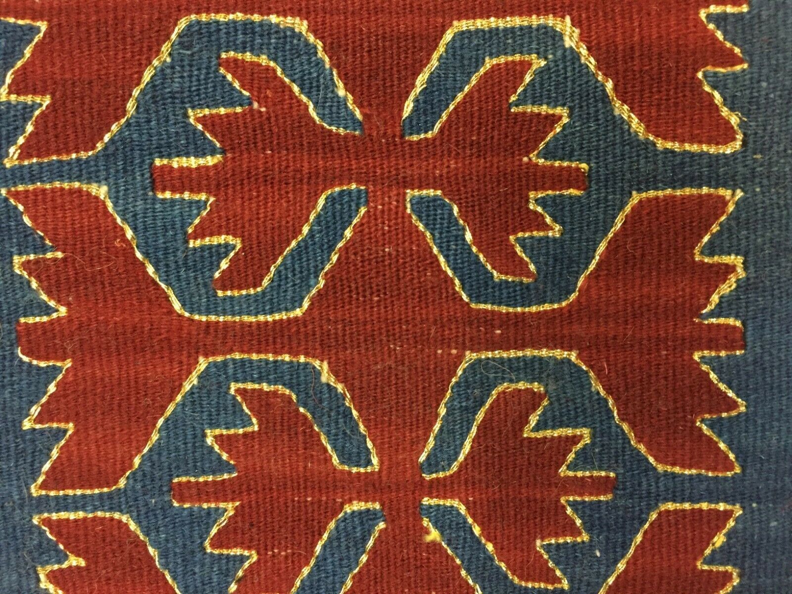 Fine Vintage Turkish Kilim 180x115 Cm Wool Kelim Rug Blue Red Medium photo vintage