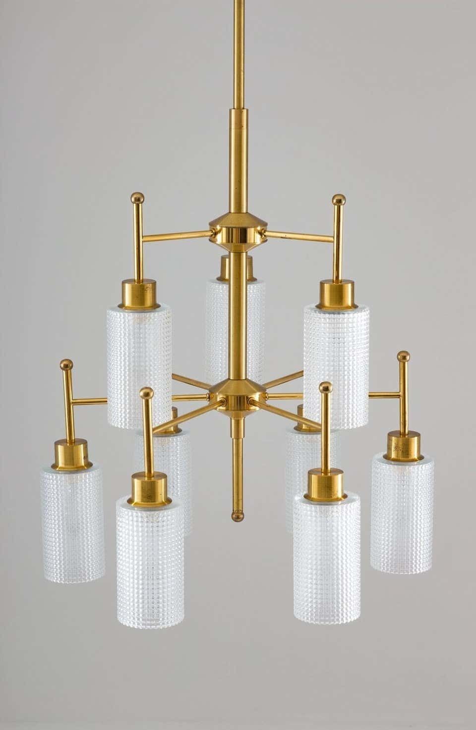 Swedish Chandeliers In Brass And Glass By Holger Johansson photo vinterior