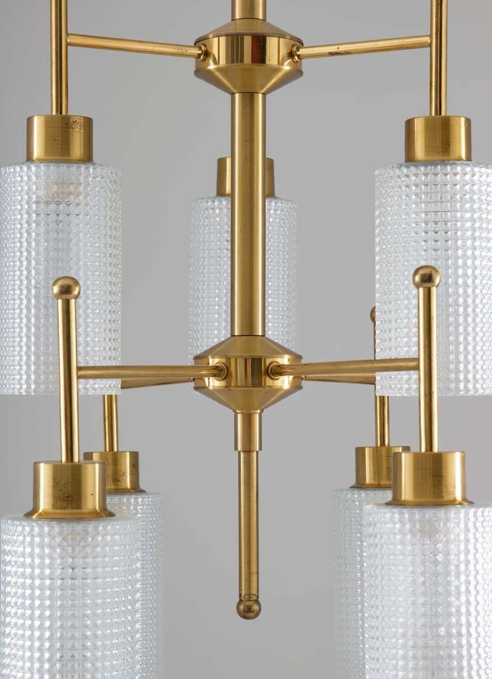 Swedish Chandeliers In Brass And Glass By Holger Johansson photo buy