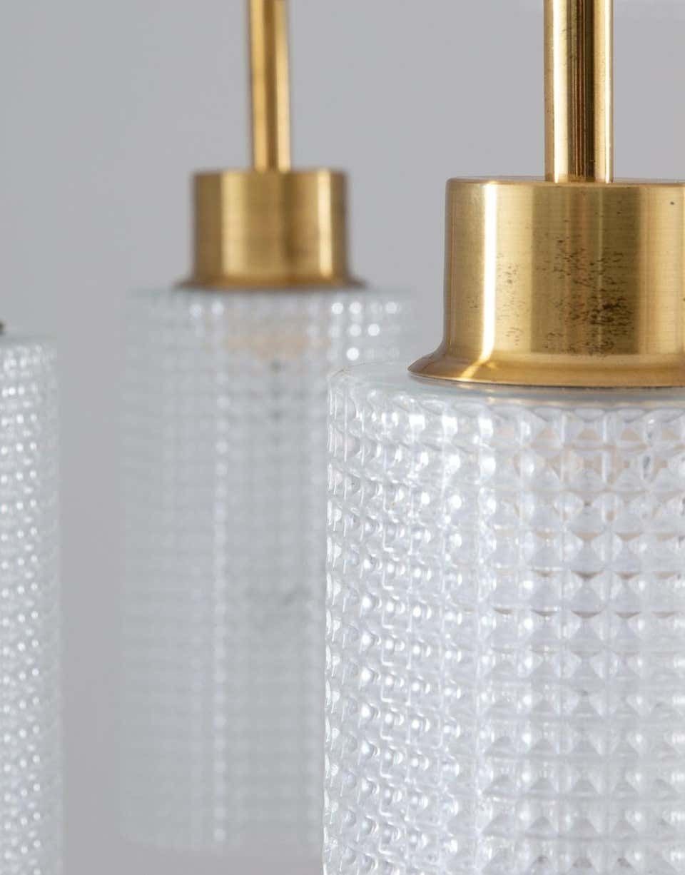 Swedish Chandeliers In Brass And Glass By Holger Johansson photo vintage