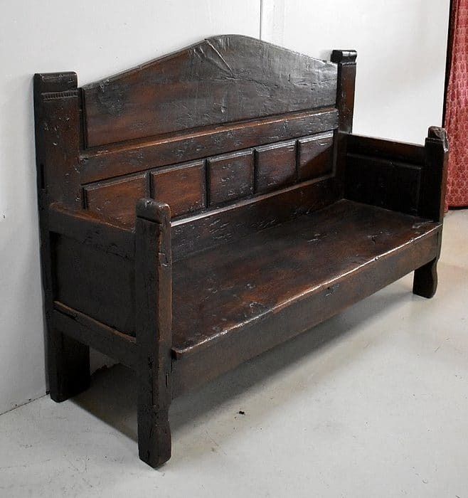 Large Oak Bench With High Backsplash   17th Century photo furniture
