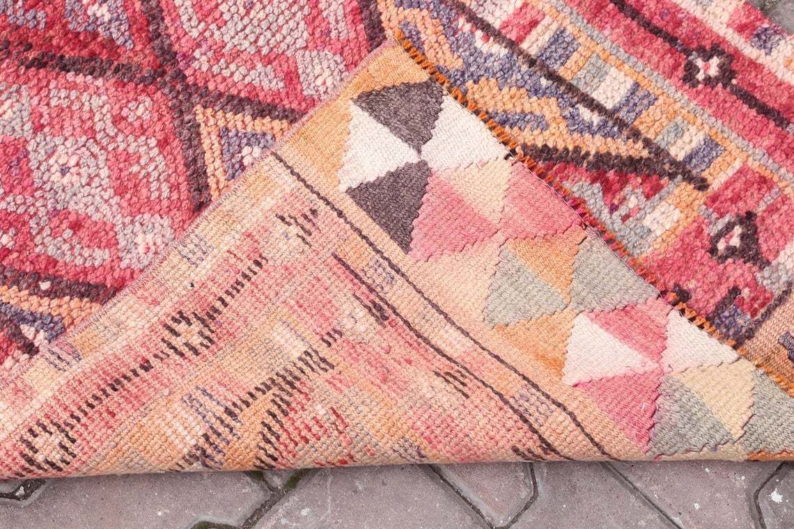photo furniture 80x367 Cm Hallway Turkish Runner, Herki, Vintage Runner, Wool, Handmade, Oushak Bohemian, Long Runner, Geometric, Pink, Shabby Chic Rugs