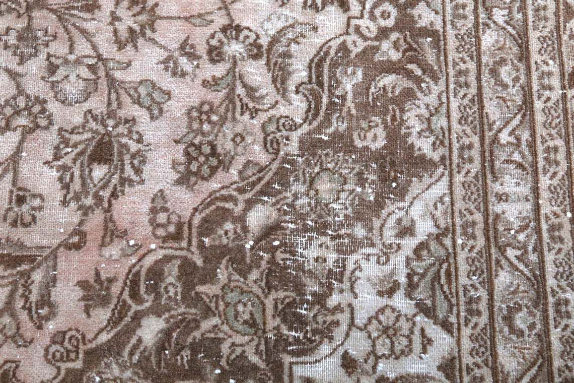 294x377 Cm Rare, Turkish Rug, Oriental, Living Room Area Rug, Rugs, Neutral Hand Knotted, Traditional Wool Rug, Pinkish Faded Brown, Beige photo 2417.0