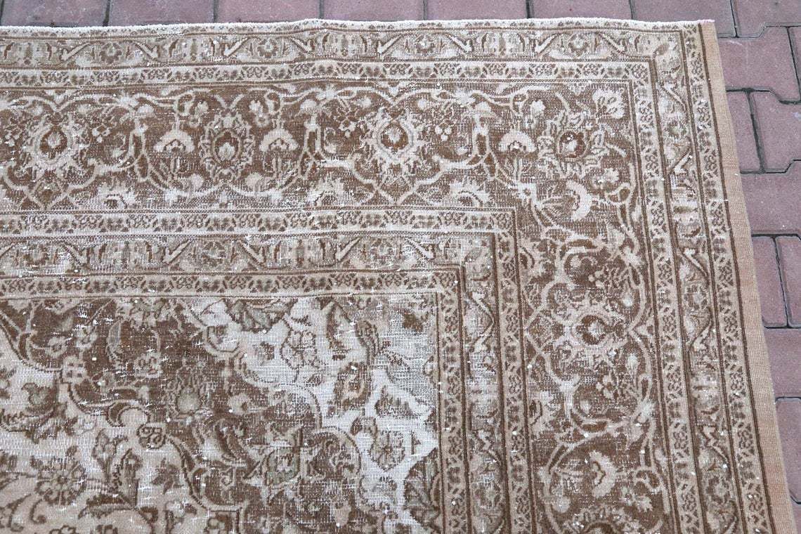 294x377 Cm Rare, Turkish Rug, Oriental, Living Room Area Rug, Rugs, Neutral Hand Knotted, Traditional Wool Rug, Pinkish Faded Brown, Beige photo vinterior