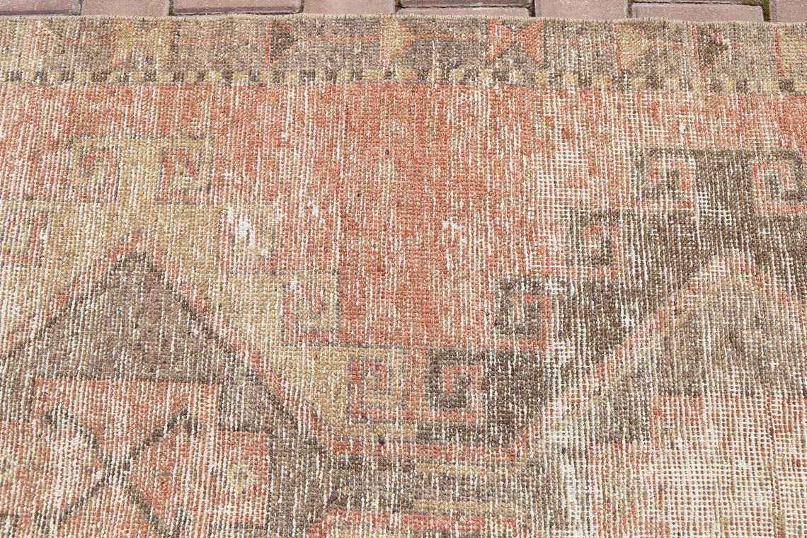 109x353 Cm Runner Rug, Turkish Runner, Turkish Rug, Rugs Runner, Orange, Beige, Turkish Runner Rug, Wool Rug, Vintage Rug, Bohemian Runner photo vinterior