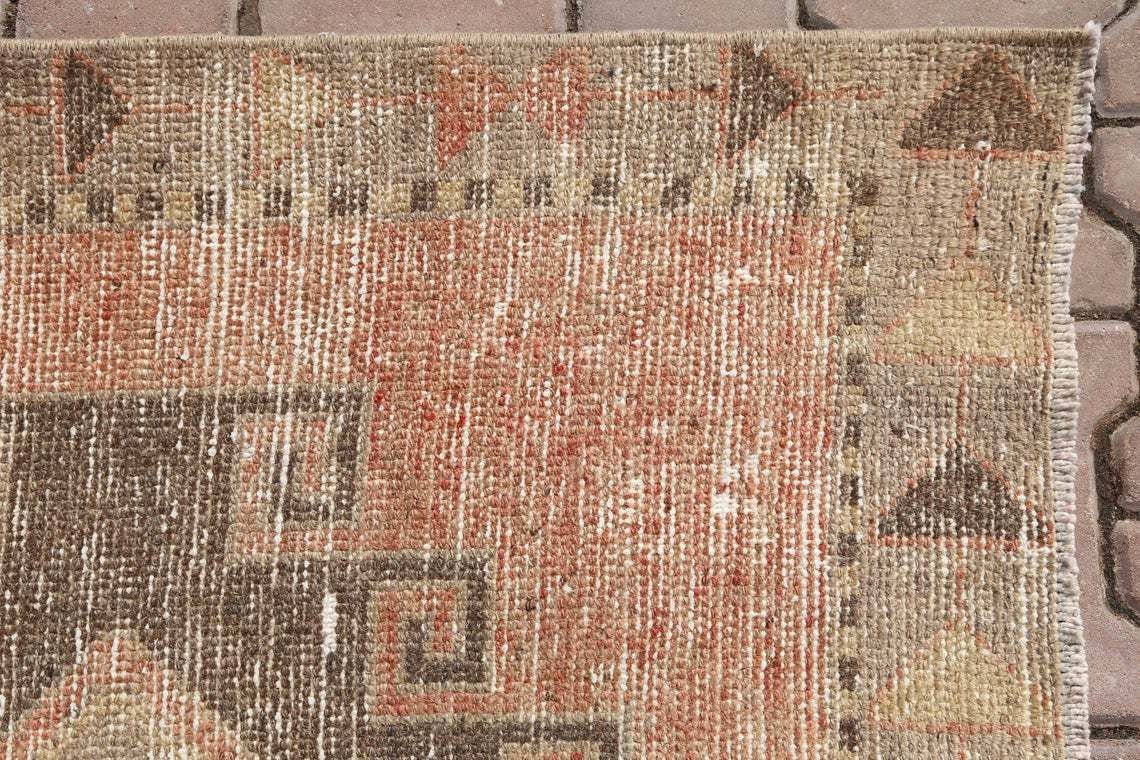 109x353 Cm Runner Rug, Turkish Runner, Turkish Rug, Rugs Runner, Orange, Beige, Turkish Runner Rug, Wool Rug, Vintage Rug, Bohemian Runner photo buy