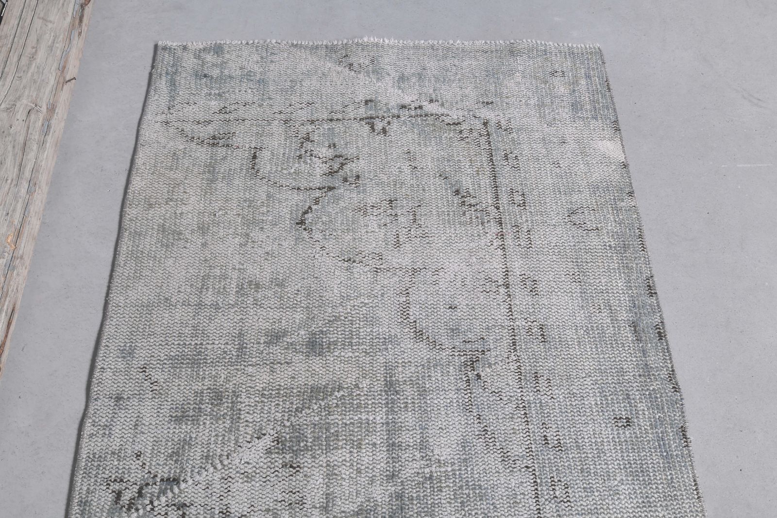 87x287 Cm Turkish Runner, Faded Brown Beige Teal, Turkish Vintage Rug, Oushak Rug, Floral Rug, Runner Rug, Wool Rug, Rug Runner, Distressed 2.9x9.4 Ft photo vinterior