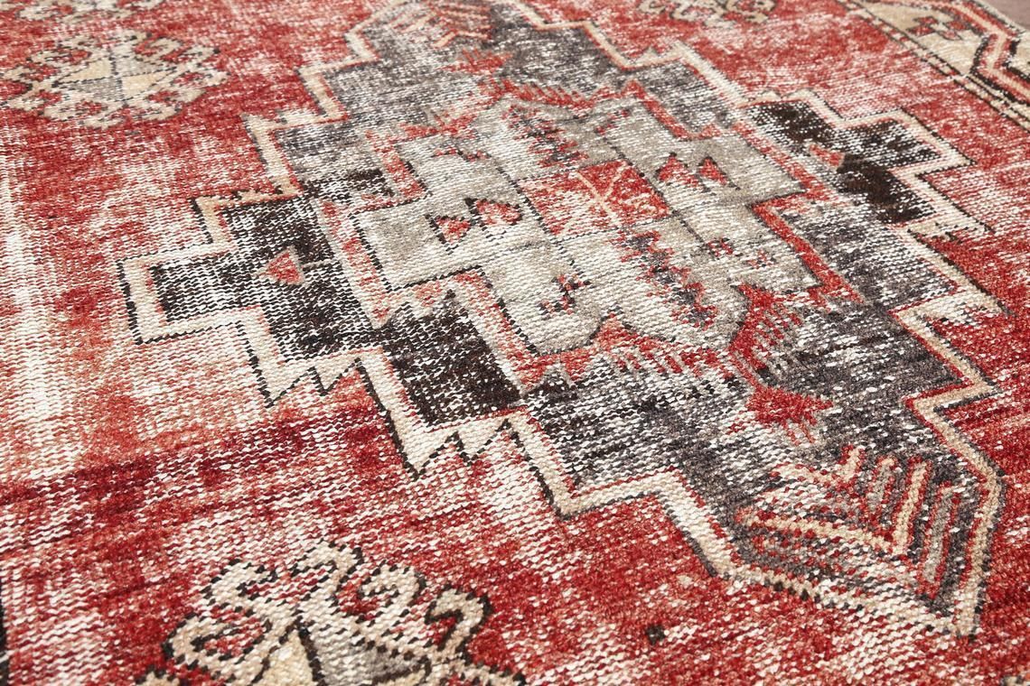 114x389 Cm Turkish Runner Rug, Rugs Runner, Vintage Runner, Runner Rug Red, Turkish Runner Rug, Oushak Runner, Hallway Faded Red Diamond photo vinterior