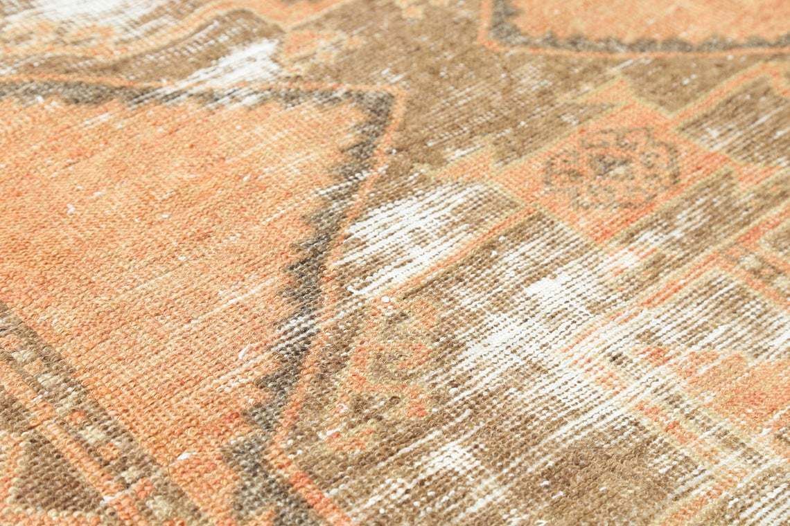 photo for sale 97x350 Cm Runner Rug Orange, Turkish Runner Rug, Oushak Rug, Vintage Runner Rug, Hallway Runner, Bohemian Rug, Faded Distressed Boho Luxury