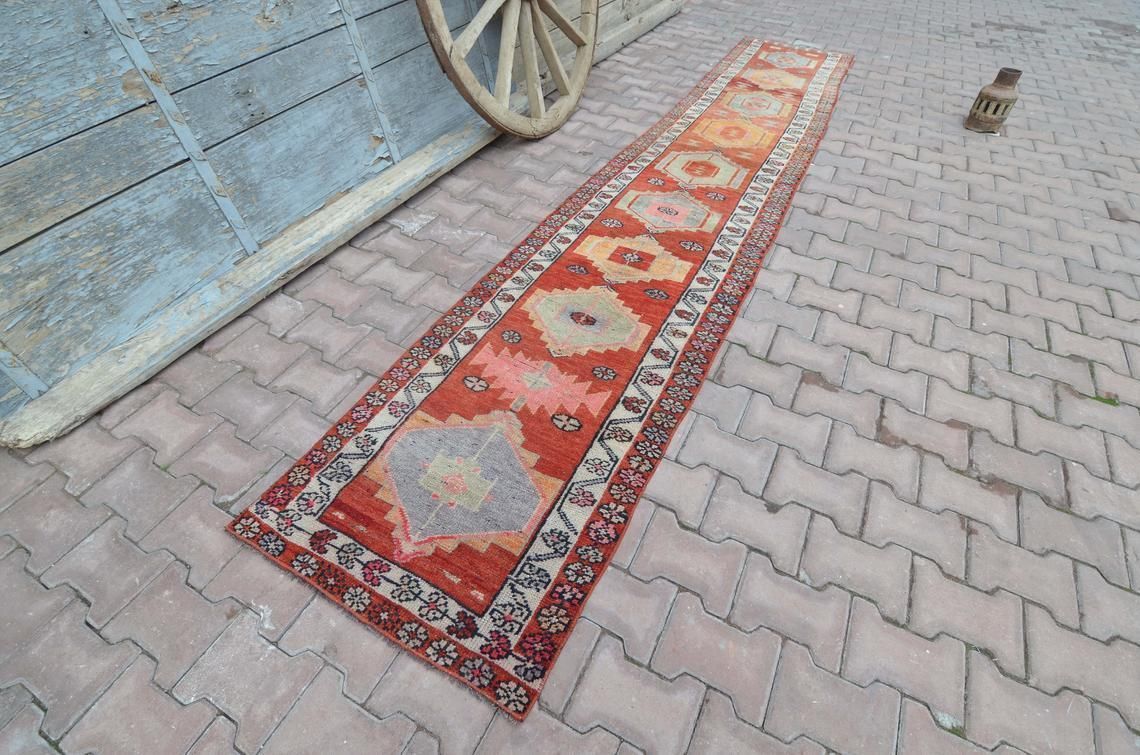 74x401 Cm Red Runner, Turkish Runner, Hallway Runner, Oushak Runner, Handmade, Wool Runner, Home Decor, Red Carpet, Vintage Runner, Red Rug photo furniture