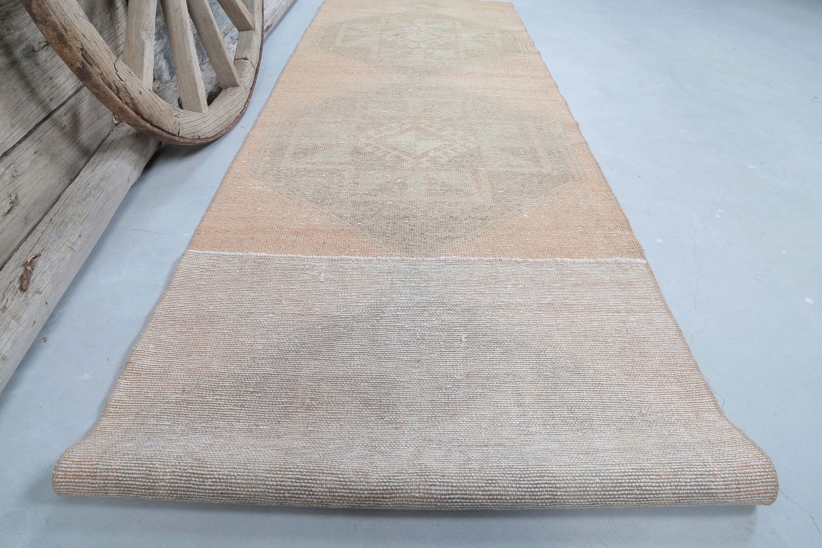 photo furniture 96x336 Cm Turkish Runner, Oushak Runner, Vintage Runner, Wool Handmade Rug, Turkey, Hallway Runner, Home Decor, Faded Peach Beige Neutral