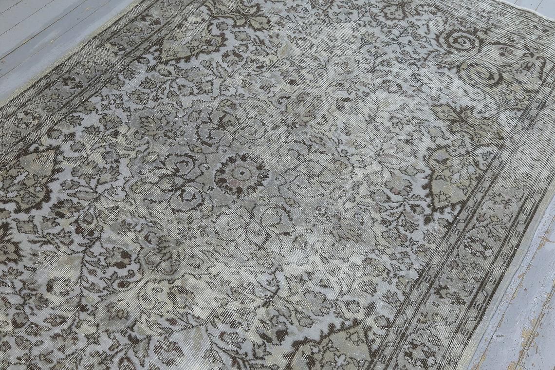 5.4x8.8, Turkish Vintage Rug, Gray Beige, Turkey Rug, Home Decor, Faded Brown Motifs Grey Bohemian Oriental Area Rug, Distressed Wool Rug photo Textiles