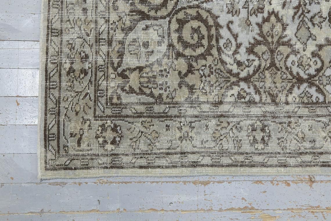 5.4x8.8, Turkish Vintage Rug, Gray Beige, Turkey Rug, Home Decor, Faded Brown Motifs Grey Bohemian Oriental Area Rug, Distressed Wool Rug photo 397.0
